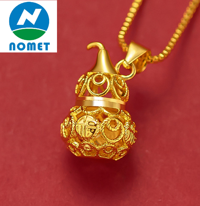 Dây chuyền hồ lô vàng cát mới dây chuyền mặt hồ lô rỗng vàng cứng 3d mạ vàng cho nữ mặt dây chuyền