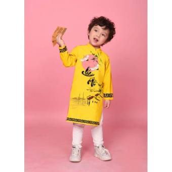 Áo dài cách tân bé trai cha mẹ