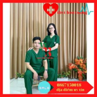Bộ Scrubs bác sĩ, blouse cổ tim, đồng phục điều dưỡng, spa, thẩm mỹ viện, dượᴄ sĩ vải thường