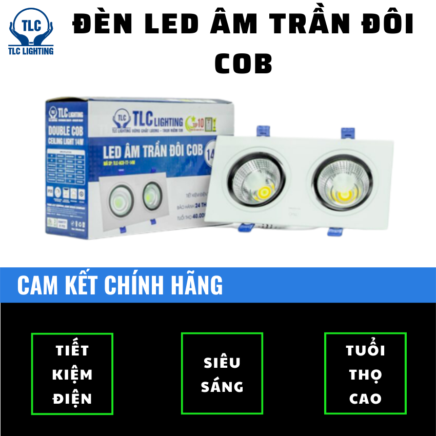 Đèn ốp tường giá rẻ, led âm trần 3 màu, đèn led - đèn led âm trần đôi cob tlc siêu sáng, siêu tiết kiệm, tháo lắp dễ dàng - bảo hành uy tín