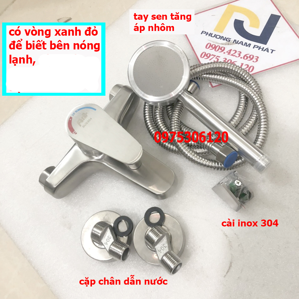 THAY TAY SEN TĂNG ÁP Bộ Củ Sen Tắm Nóng lạnh và Tay Sen tăng áp và Dây Sen INOX 304 N2002 Fotar tay sen loại tăng áp nhôm đủ bộ vòi sen tắm