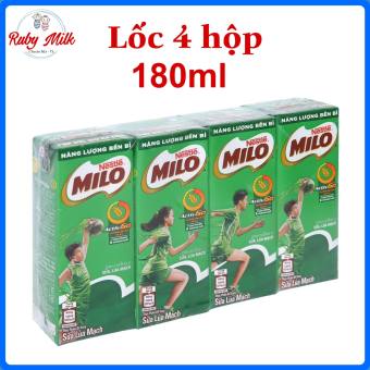 Lốc 4 hộp sữa Milo lúa mạch 180ml