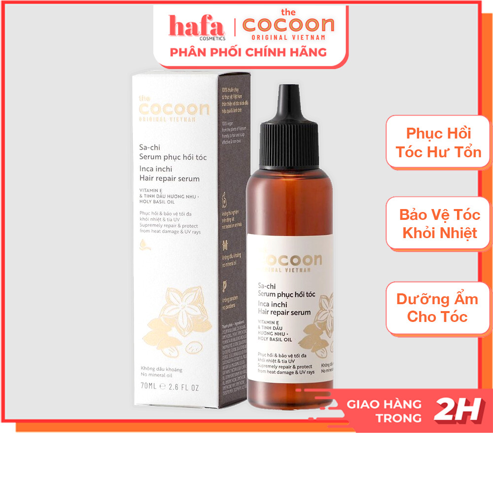 Tinh Chất Sa-chi phục hồi tóc Cocoon bảo vệ tối đa khỏi nhiệt và tia UV 70ml Inca Inchi Hair Repair Serum