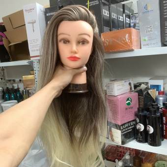 Đầu manocanh học làm tóc chịu nhiệt, tóc dày, dài nhiều tóc