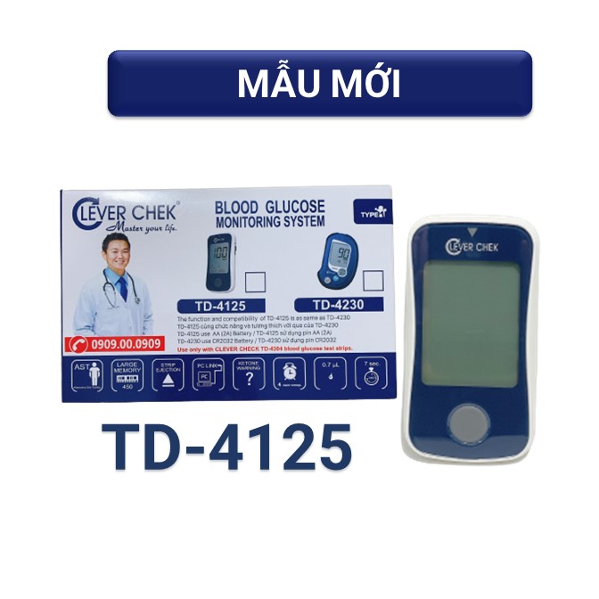 Máy đo đường huyết Clever Chek tặng Kèm 25 que thử và 100 kim Bảo hành trọn đời đơn vị đo mg/dL