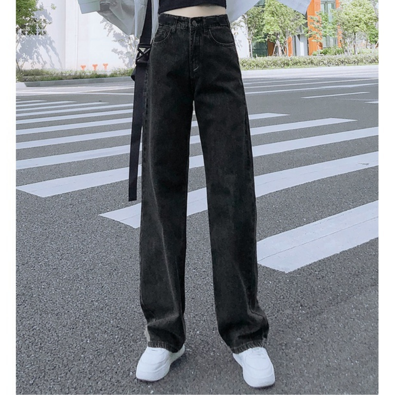 Bigsize quần jeans bigsize, ống suông, rộng, lai cuốn basic, lưng cao, quần unisex