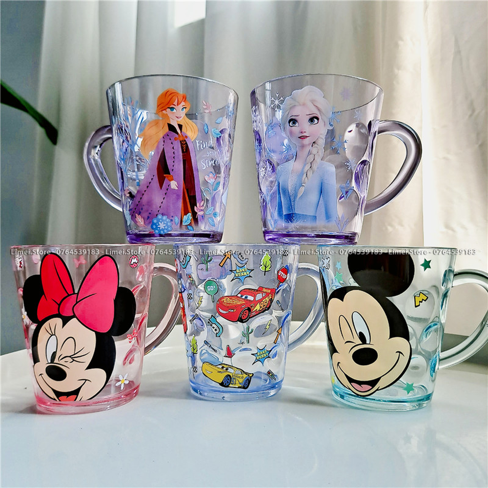 Ly uống nước 260ml có quai cầm hình Frozen Mickey Minnie Ariel cho bé