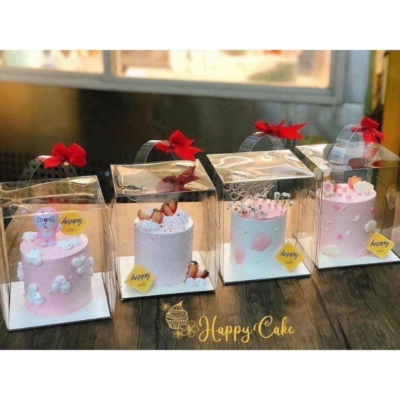 10 Hộp đựng bánh kem trong suốt size 15cm x 15cm - hộp đựng bánh bento cake size 14cm