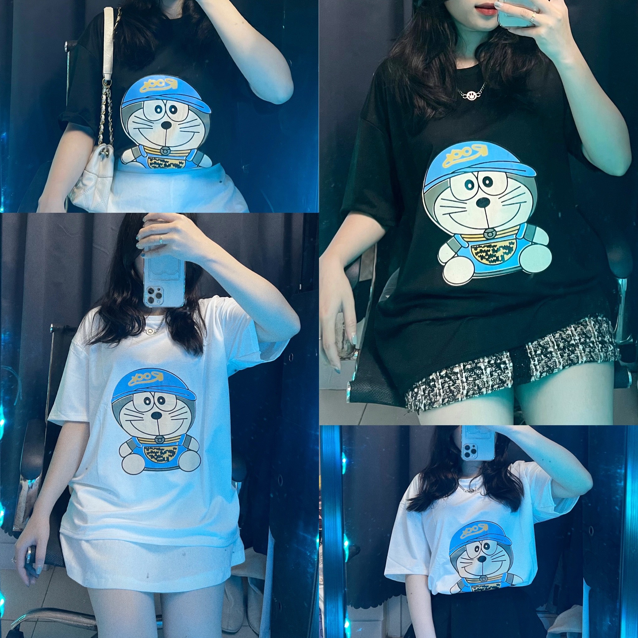 Áo phông quảng châu doraiemon unisex-áo phông nam nữ freesize dưới 70kg