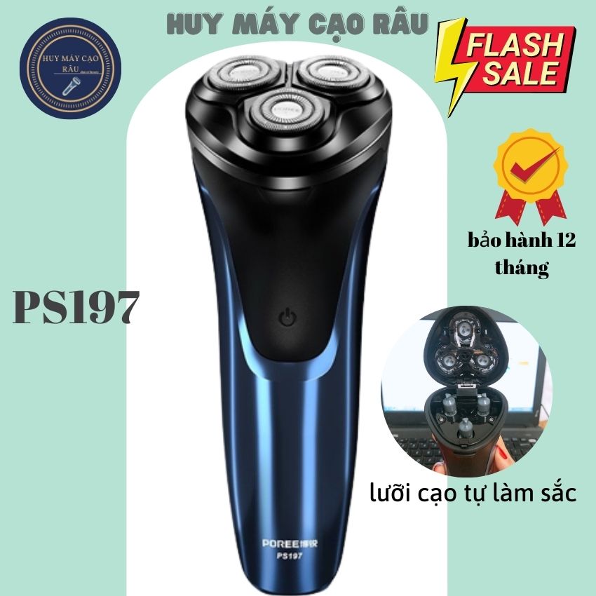 Máy cạo râu flyco poree PS197, máy cạo râu khô công nghệ lưỡi cạo thông minh