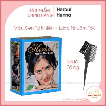 Nhuộm Tóc Thảo Dược Herbul Henna Ấn Độ - Màu Đen Natural Black + Tặng Lược Nhuộm Tóc