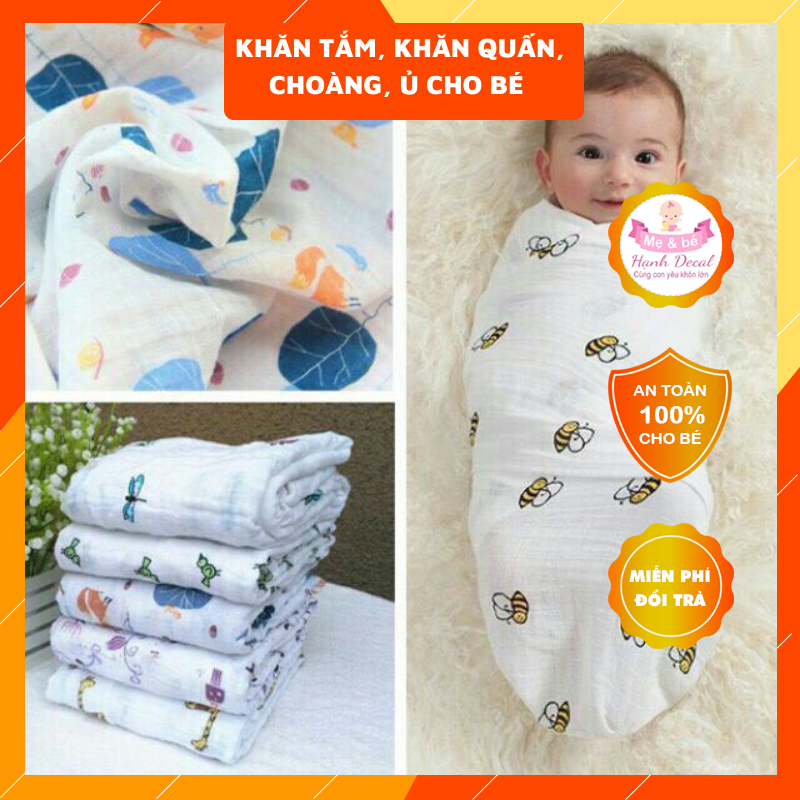 Khăn tắm sợi tre cho bé yêu, Khăn lau người quấn ủ người bé