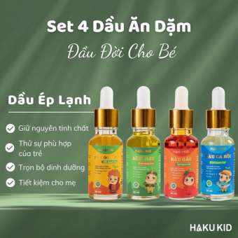 Dầu Ăn Dặm Cho Bé Hakukid/Dầu Cá Hồi/Olive/Óc Chó Và Dầu Gấc Cho Bé Từ 6m+