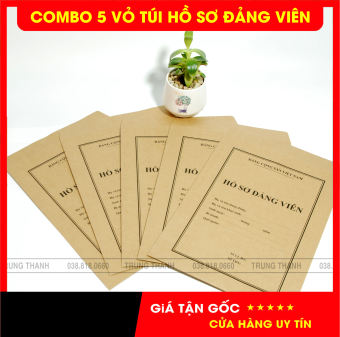 COMBO 5 CHIẾC TÚI HỒ SƠ ĐẢNG VIÊN, kích thước 25cm x 34cm - giấy Kraft loại dầy