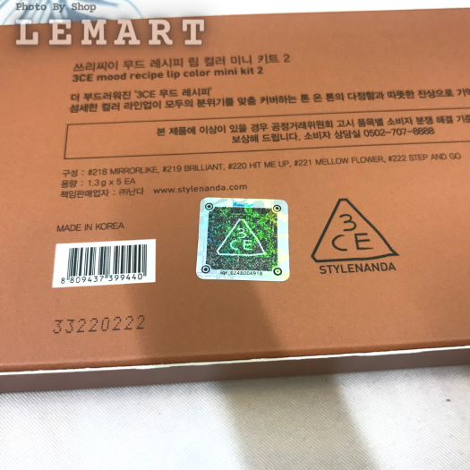 Set 5 Son môi 3Ce - Mood Recipe Lip Color Mini Kit 2 . Bộ sưu tập 5 thỏi son 3Ce Mini phiên bản mới . Hàng xách tay