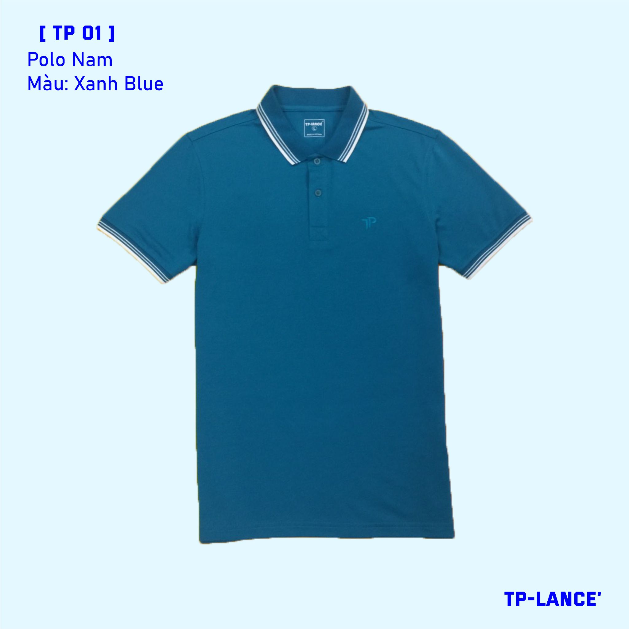 Áo polo cổ bẻ tp-lancé form basic, phối bo cổ - chất liệu cotton pha