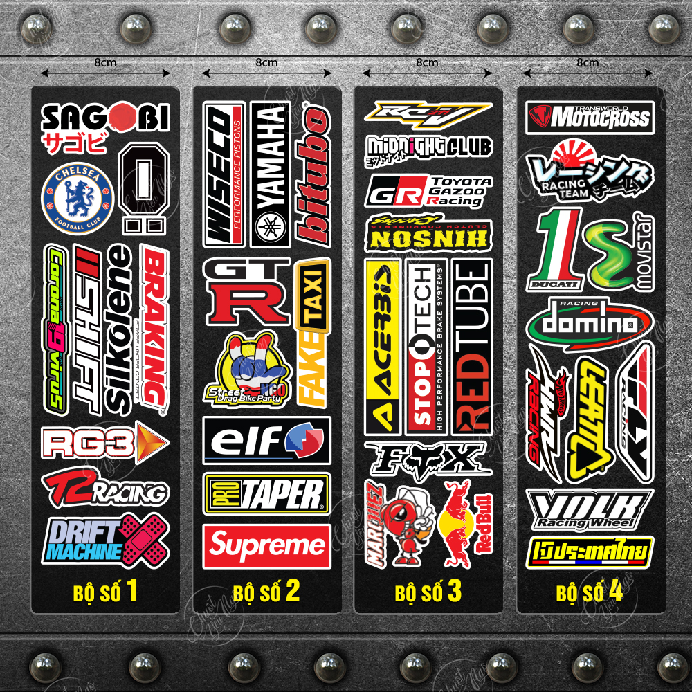 Bộ 10 logo tem xe không trùng trang trí xe máy chất liệu decal sticker chống thấm nước