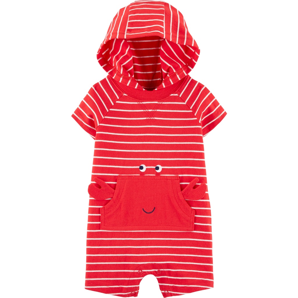 Body đùi bé trai có mũ, bộ áo liền quần cotton thoáng mát năng động cho bé trai sơ sinh 2,5 đến 5kg