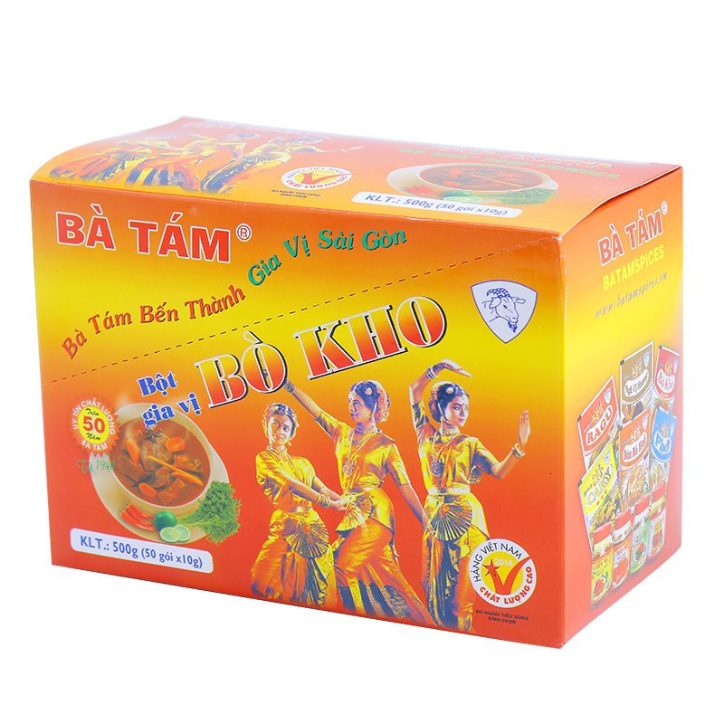 Bột Gia Vị Nấu Bò Kho Bà Tám  Ông Tám Chà  gói 10g hộp 50 gói
