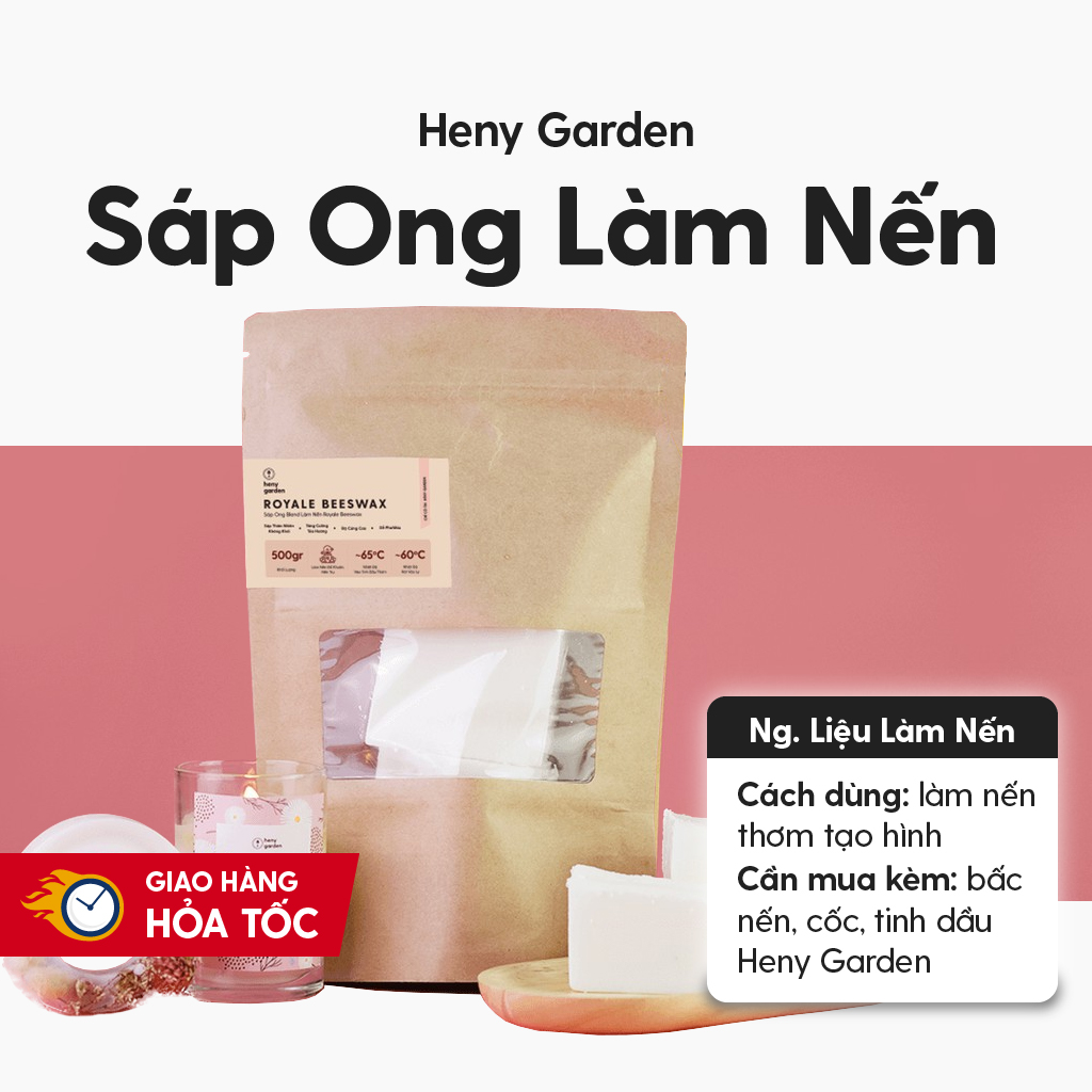Sáp Ong Làm Nến Thơm Tạo Hình Tặng Kèm Bấc HENY GARDEN, Nguyên Liệu Làm Nến Thơm Handmade