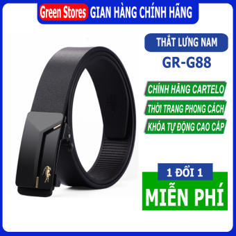 Thắt lưng nam cao cấp CARTELO_G-88, dây lưng nam khóa tự động mới,  đầu khóa mạ titan sang trọng full box-[GREEN STORE]