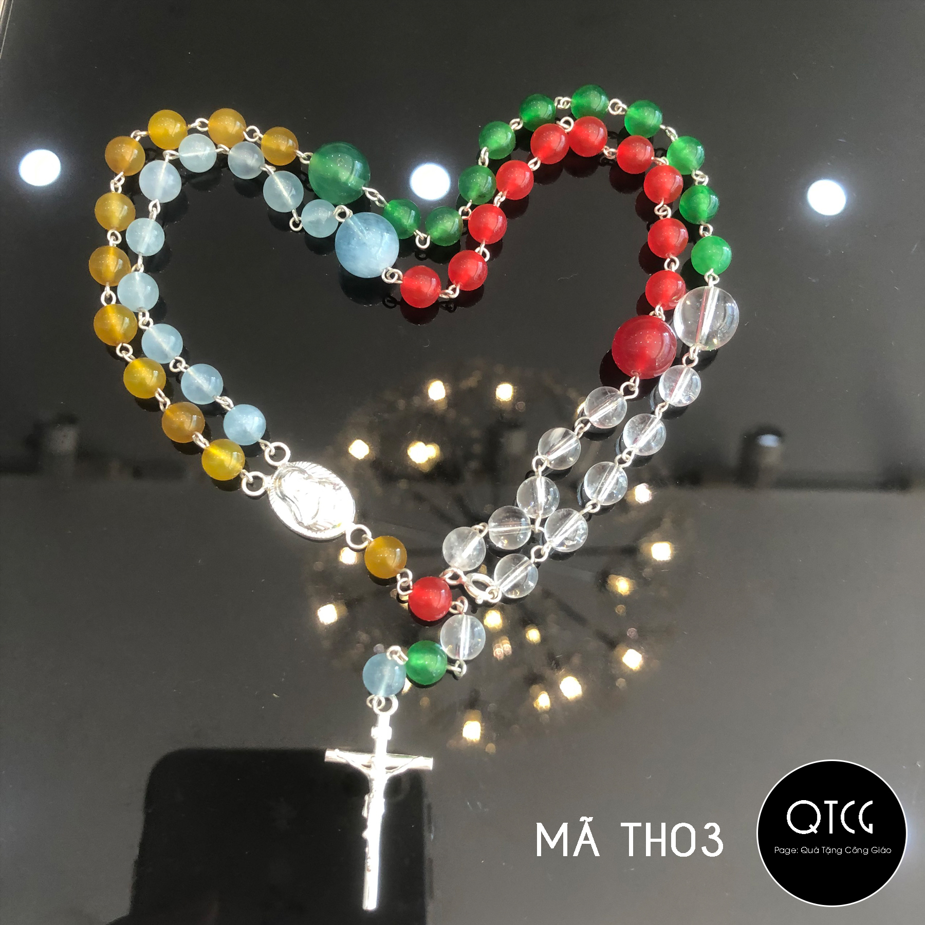 Tràng chuỗi Mân Côi đá tự nhiên - Chuỗi 50 truyền giáo TH03