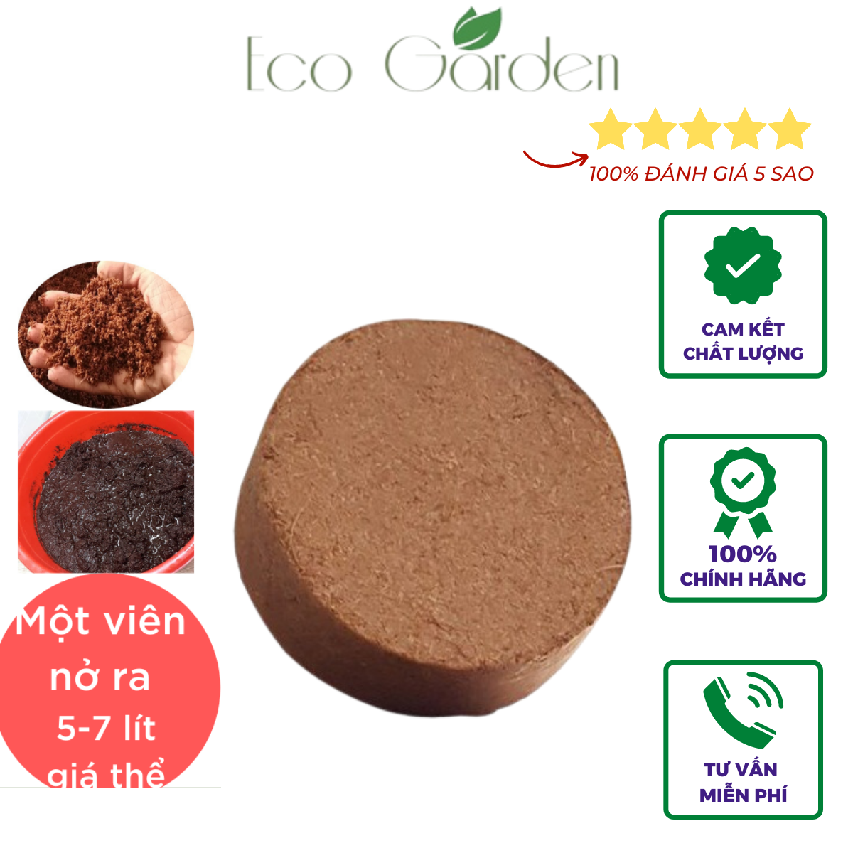 Viên nén xơ dừa, đất nén xơ dừa bánh lớn 450gr