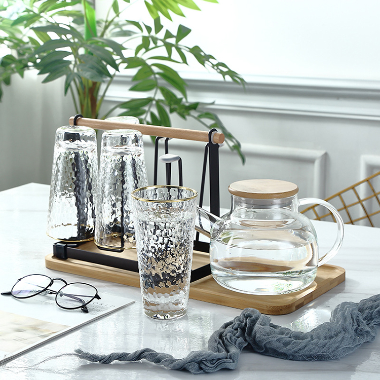 Giá để úp ly, cốc sang trọng có khay đựng bình nước, hứng nước bằng gỗ cao cấp, dễ vệ sinh