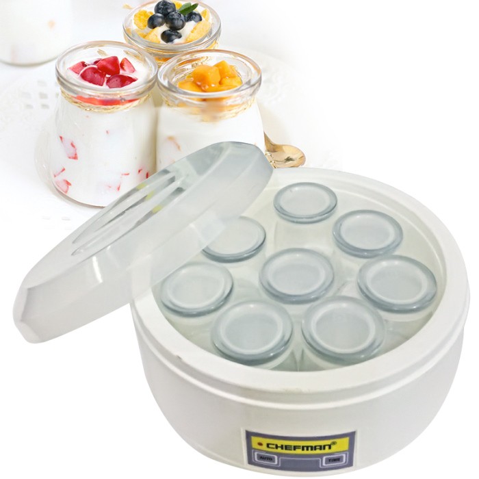 Máy Làm Sữa Chua Chefman 8 Cốc Thủy Tinh Cao Cấp, Bảo Hành 24 Tháng, Thông Thường Chỉ Mất 6-8 Tiếng Để Có Những Cốc Sữa Chua Thơm Ngon Bổ Dưỡng