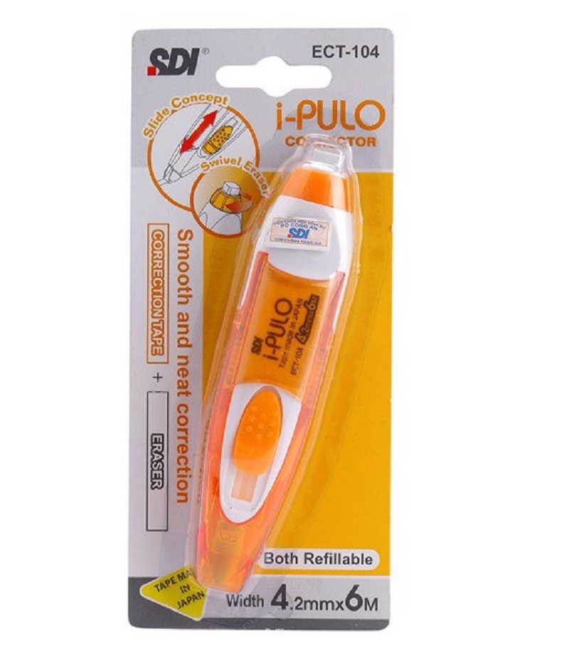 Bút xóa,băng xóa kéo chính hãng sdi kèm gôm xoay ect-104/105,ect-105 che phủ tốt,mượt mà