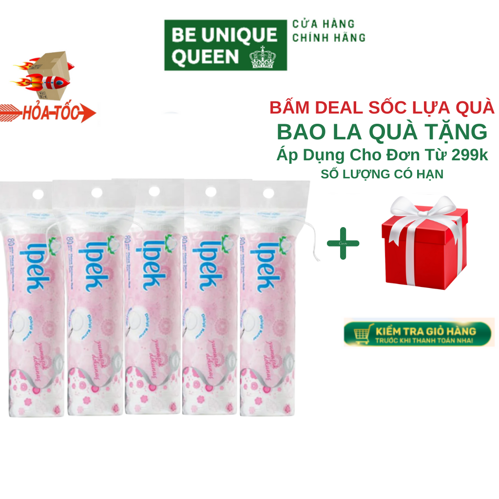 Combo 5 bông tẩy trang ipek thổ nhĩ kì 80 miếng