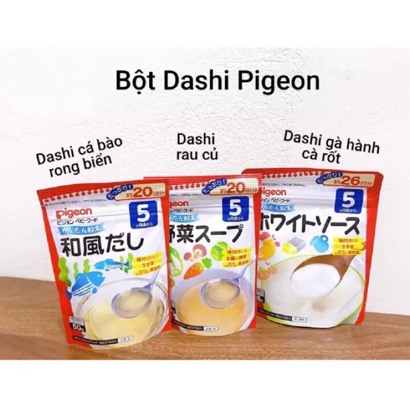 Bột nêm Dashi Pigeon Nhật gói 50G cho bé ăn dặm date mới