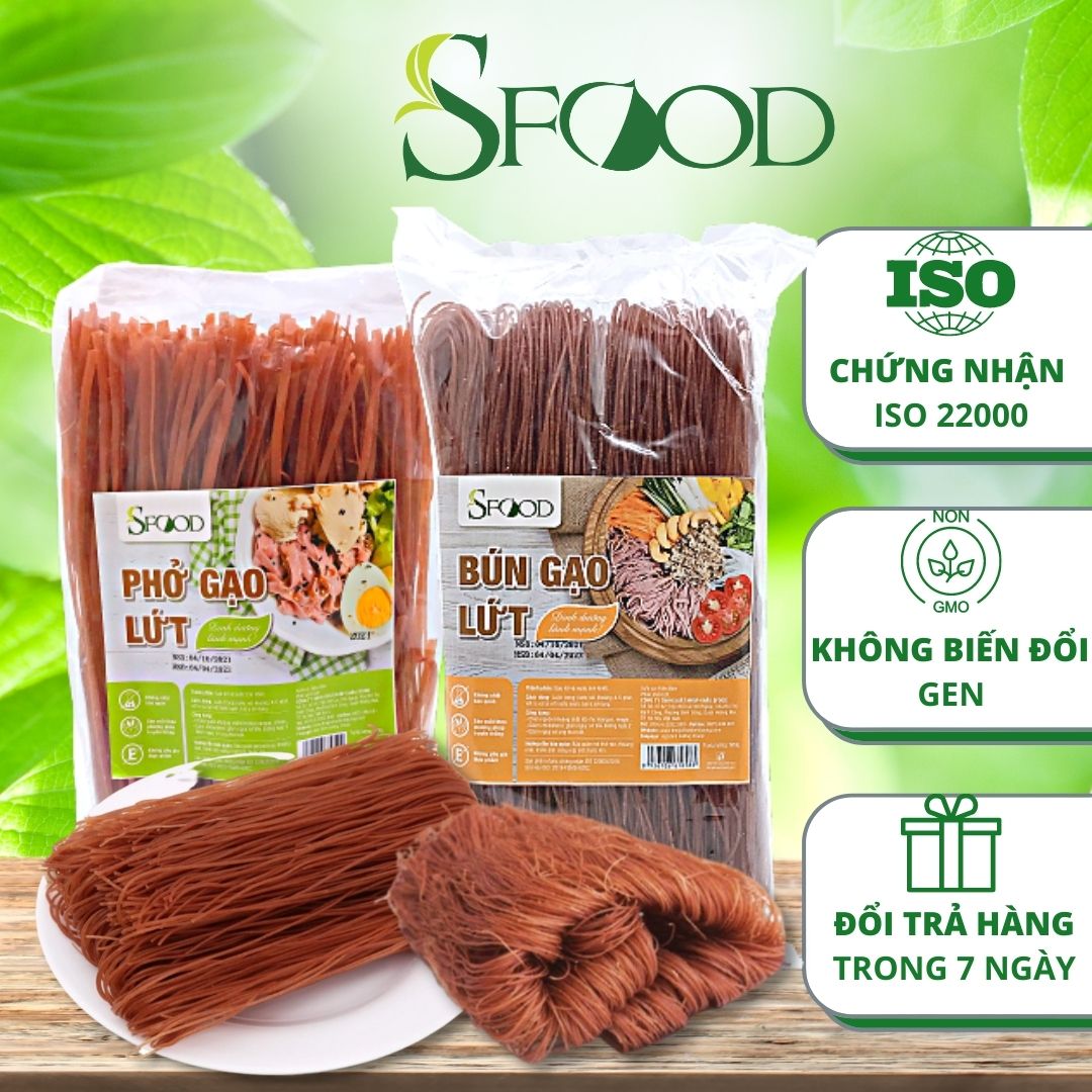 Bún gạo lứt/ phở gạo lứt Sfood 500gram, bún gạo lứt/ phở gạo lứt ăn kiêng, giảm cân