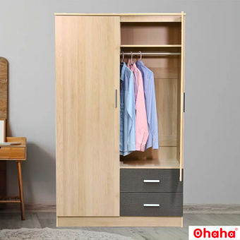 Tủ Quần Áo Gỗ Công Nghiệp Hiện Đại 2 Cửa Lùa Ohaha ,Có Ngăn Kéo ,và khóa Cửa An Toàn