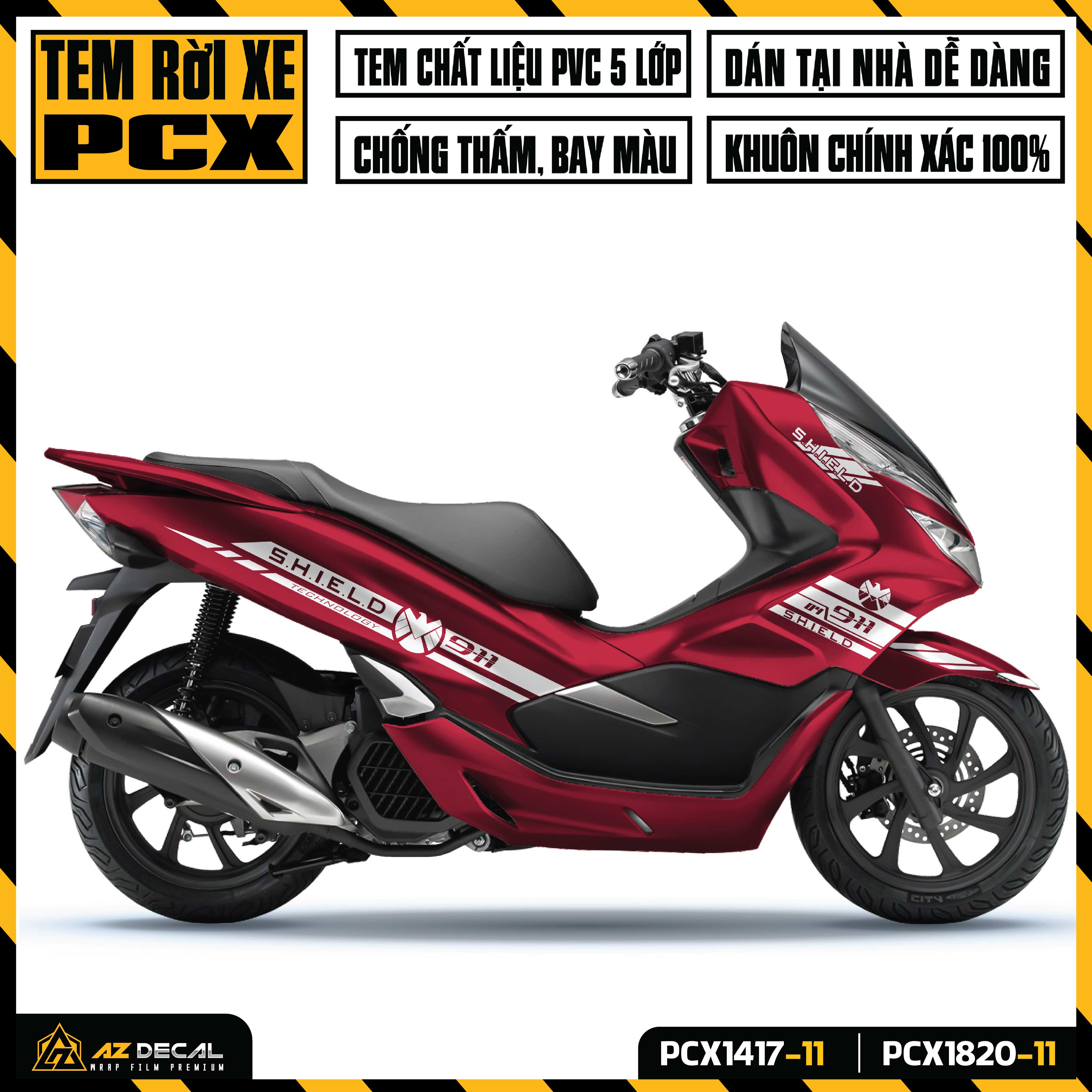 Decal Chế Dán Xe PCX 2014 - 2020 Thiết Kế SHIELD | PCX-11 | Tem Rời Dán PCX 125 150 160 Chống Nước B