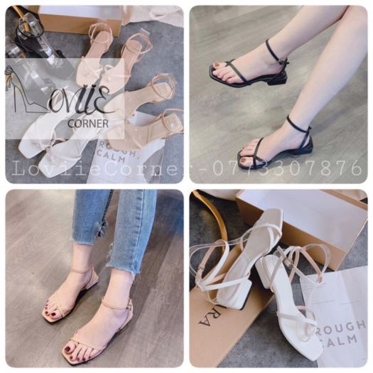 ☼ SANDAL NỮ XỎ NGÓN LOVIIECORNER - SANDAL CAO GÓT ĐẾ VUÔNG 3CM - GIÀY SANDAL CAO GÓT XỎ NGÓN DÂY MẢNH ĐẾ VUÔNG S200908