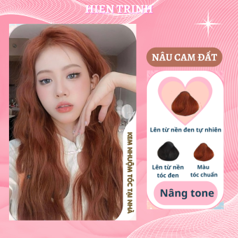 Thuốc Nhuộm Tóc Màu Nâu Cam Đất Thuốc Nhuộm Collagen Tại Nhà Tặng Kèm Dụng Cụ | Thuốc nhuộm tóc Hiền Trinh