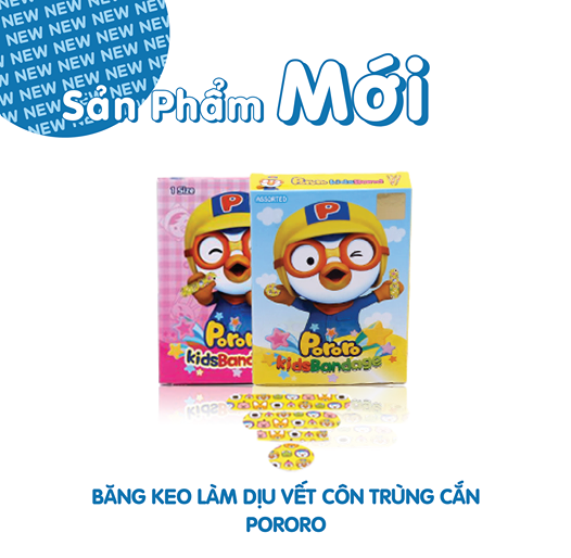 Băng cá nhân trẻ em Pororo Hàn Quốc nhiều màu sắc