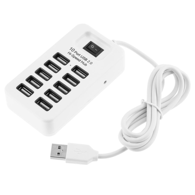 10 Ports USB 2.0 HUB Concentrator With Separate Switch Support 1TB SATA (White) - intl