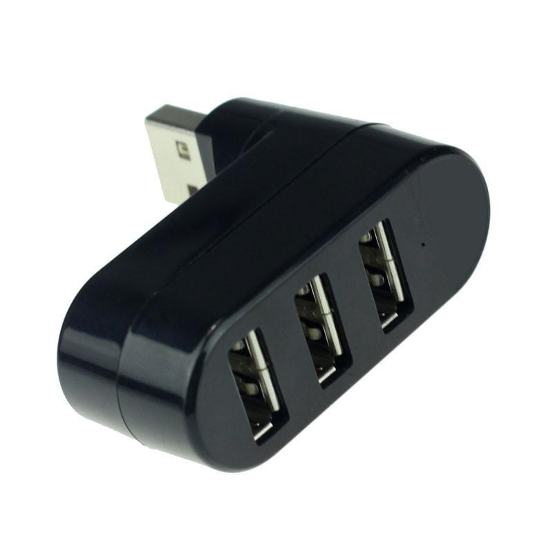 3 Ports Hub USB 2.0 Mini Rotate Splitter Adapter for PC Notebook Laptop BK - intl