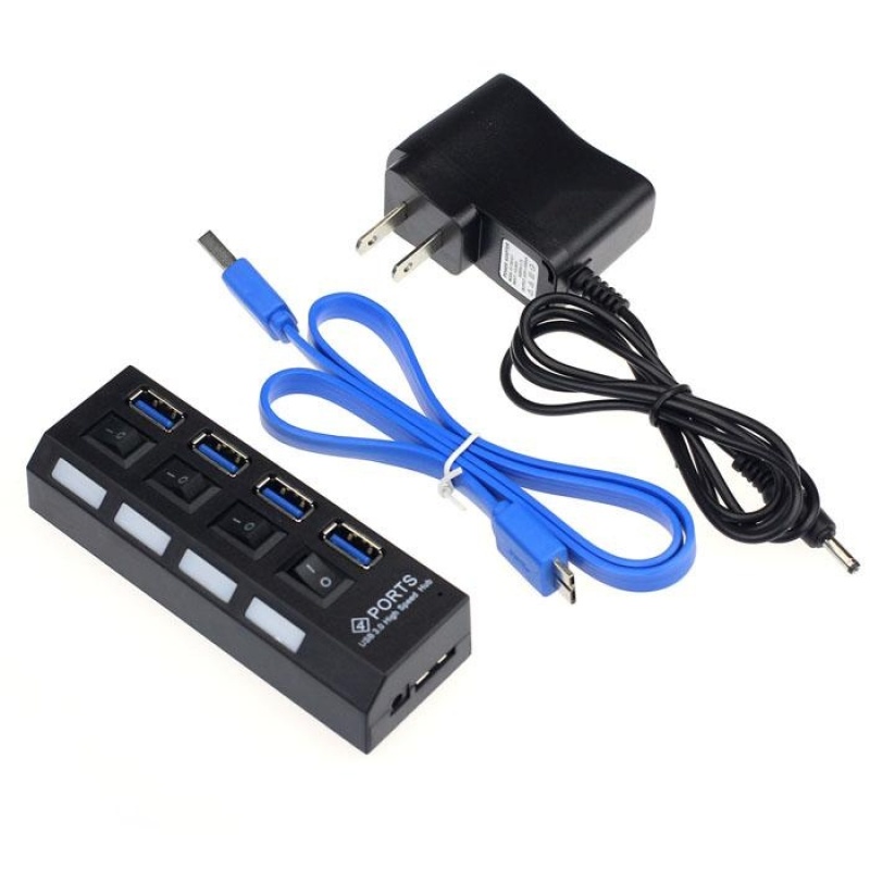 4 Ports USB 3.0 HUB With On/Off Switch Power Adapter For Desktop Laptop - intl