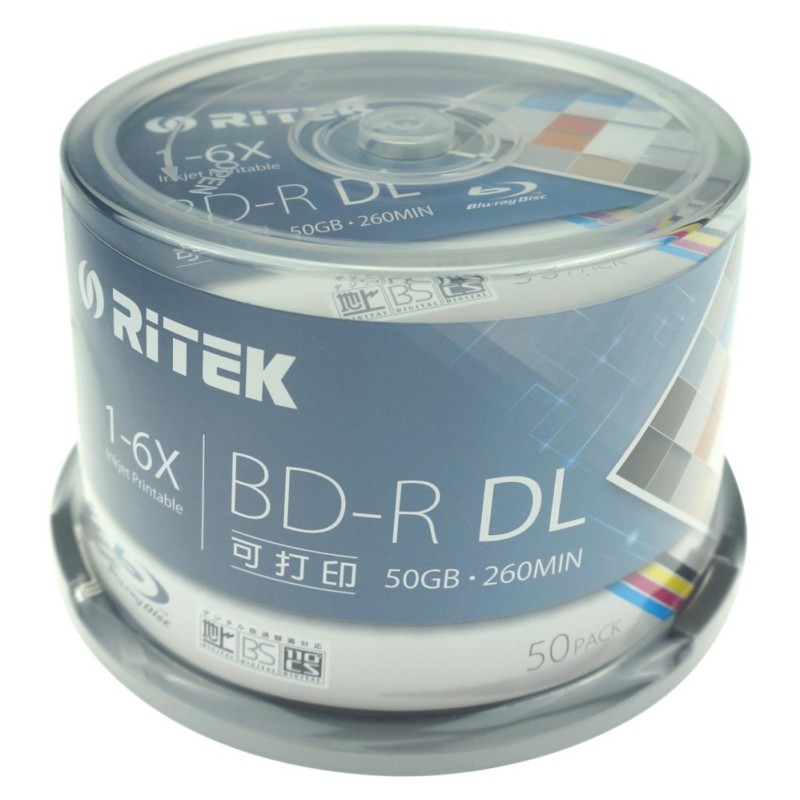 50pcs Blu-Ray Dual Layer 50GB 260min BD-R DL Disc 6X Recordable Inkjet Printable Pack - intl