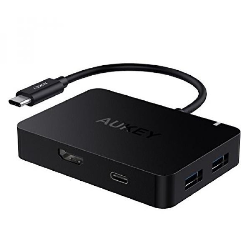 AUKEY USB C Hub with 4K HDMI, 4 USB 3.0 Ports, Type C Power Delivery Charging Port for MacBook Pro 2017 iMac, Google Chromebook Pixelbook - intl