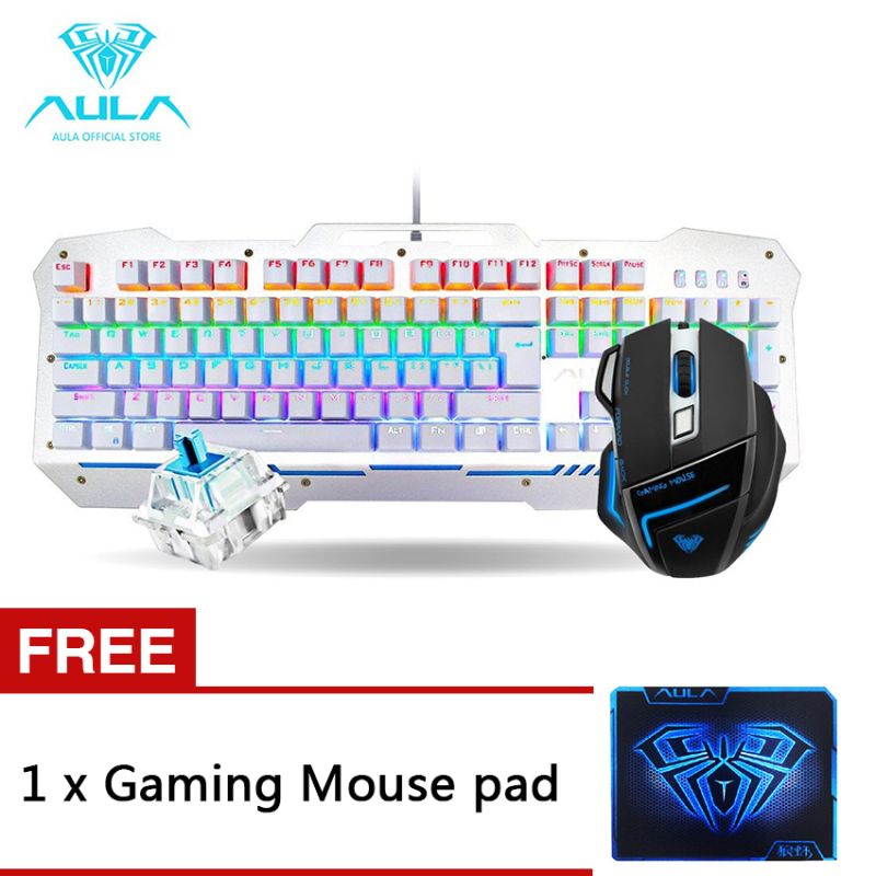 AULA OFFICIAL F2009&GHOST SHARK Gaming Multicolor Backlit Mechanical Keyboard and Mouse Combo Singapore