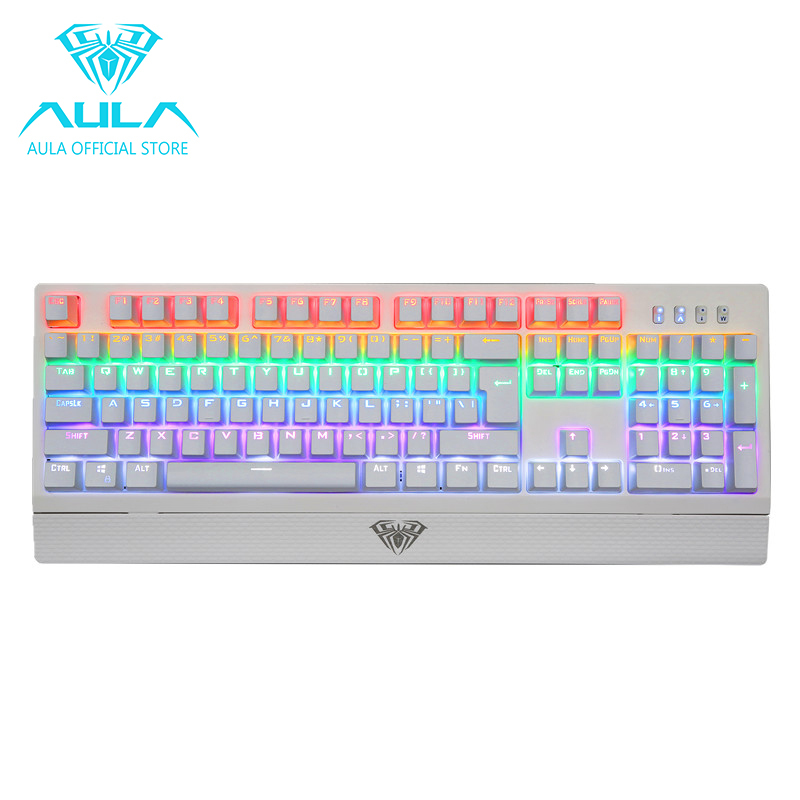 AULA OFFICIAL Wings of Liberty Mechanical Gaming Keyboard 104keys Multicolors LED Backlit(White) Singapore
