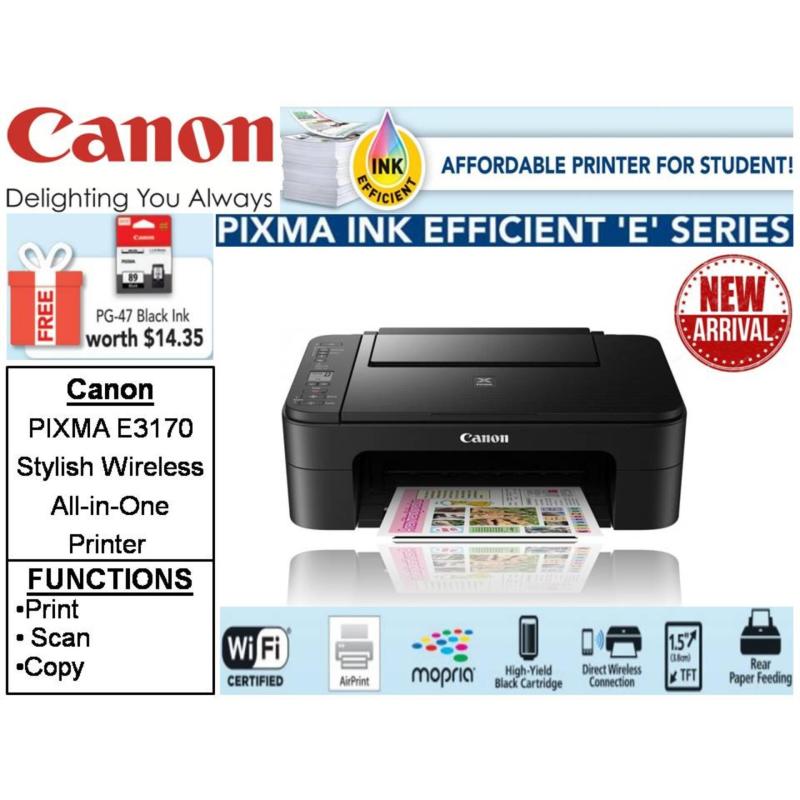 Canon PIXMA E3170 Printer ** Free PG-47 Black Ink Till 25th Feb 2018 Singapore