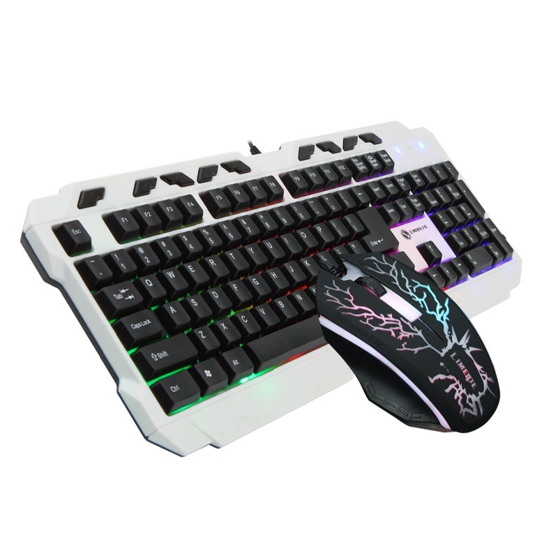 Computer Desktop USB Wired Rainbow Backlit Game Mouse and Keyboard Set - intl Singapore