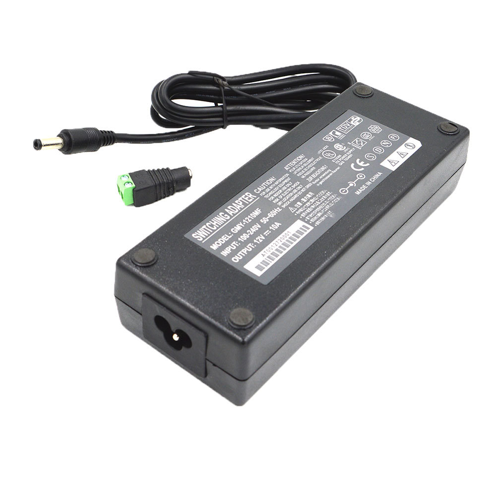 Leegoal 120W 12V 10A 3Round-Pin AC Power Supply 5.5x2.1mm DC Power Adapter for LED Light Strip (Black,100~240V) - intl