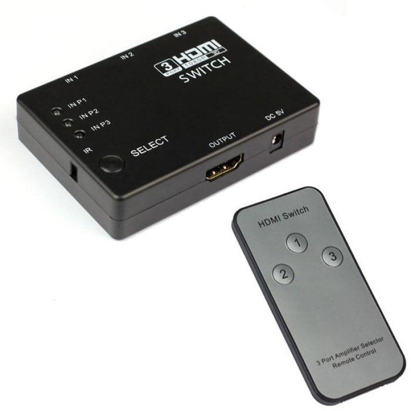 New 1080p Full HD 3 Port HDMI Switch Switcher Hub with Remote Control - intl