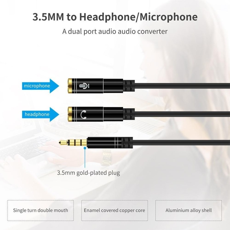 niceEshop Pro Series Gold Plated 3.5mm Auxiliary Audio Stereo Y Headphone Splitter Extension Male To Female Cable, 3 Feet - Black - intl Singapore